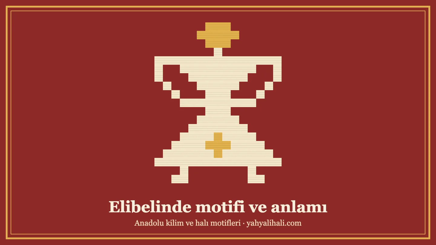 Elibelinde motifi çizimi, kırmızı zemin üzerinde krem kadın figürü