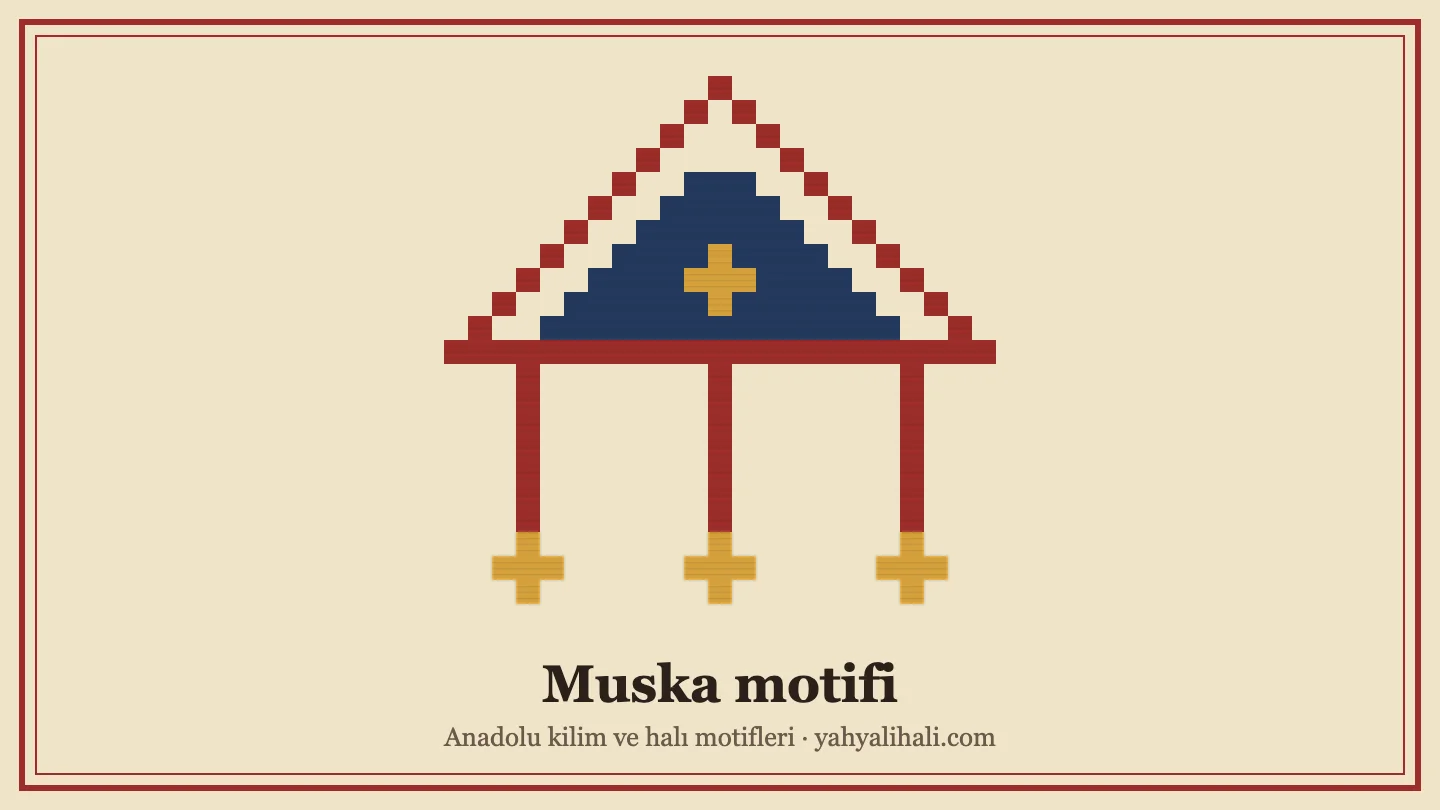 Muska motifi çizimi: üçgen muska ve altında sarkan üç püskül
